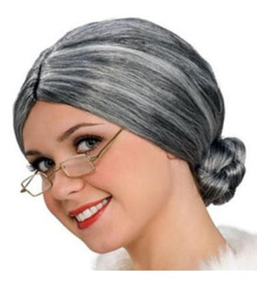 Grandma Wig -Grey Wig in Bun  Dancewear Australia