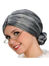 Grandma Wig -Grey Wig in Bun