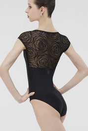black mesh ballet leotard
