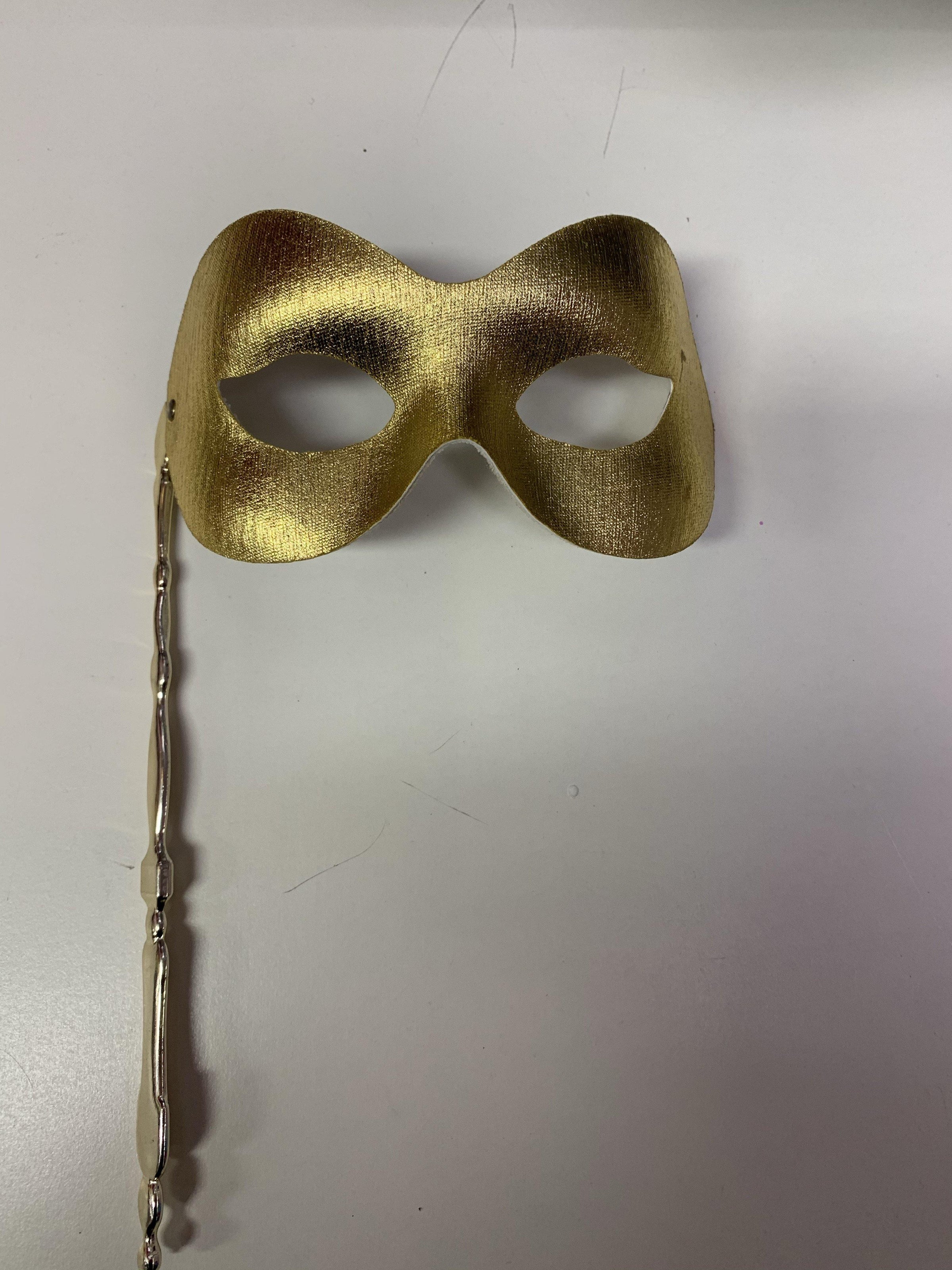 Mask - Gold on stick  Dancewear Australia