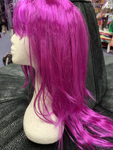Long layered  Wig with Fringe - neon purple