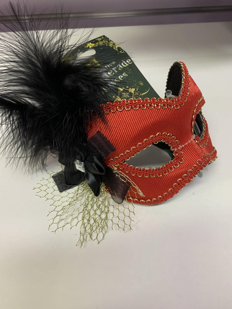Mask - Red with Gold & Black Trims  Dancewear Australia