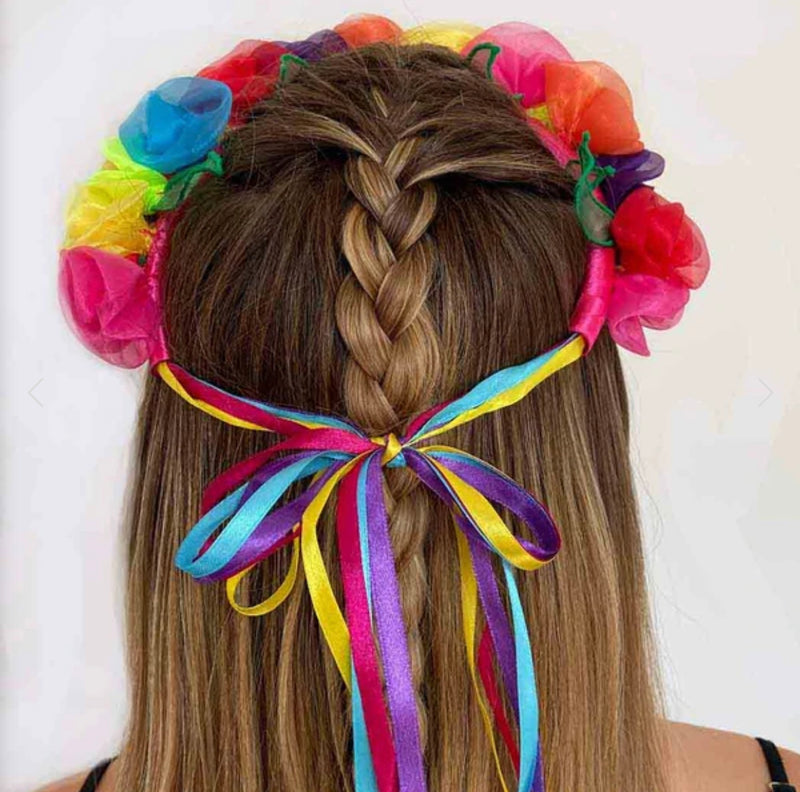 rainbow fairy garland costume hair