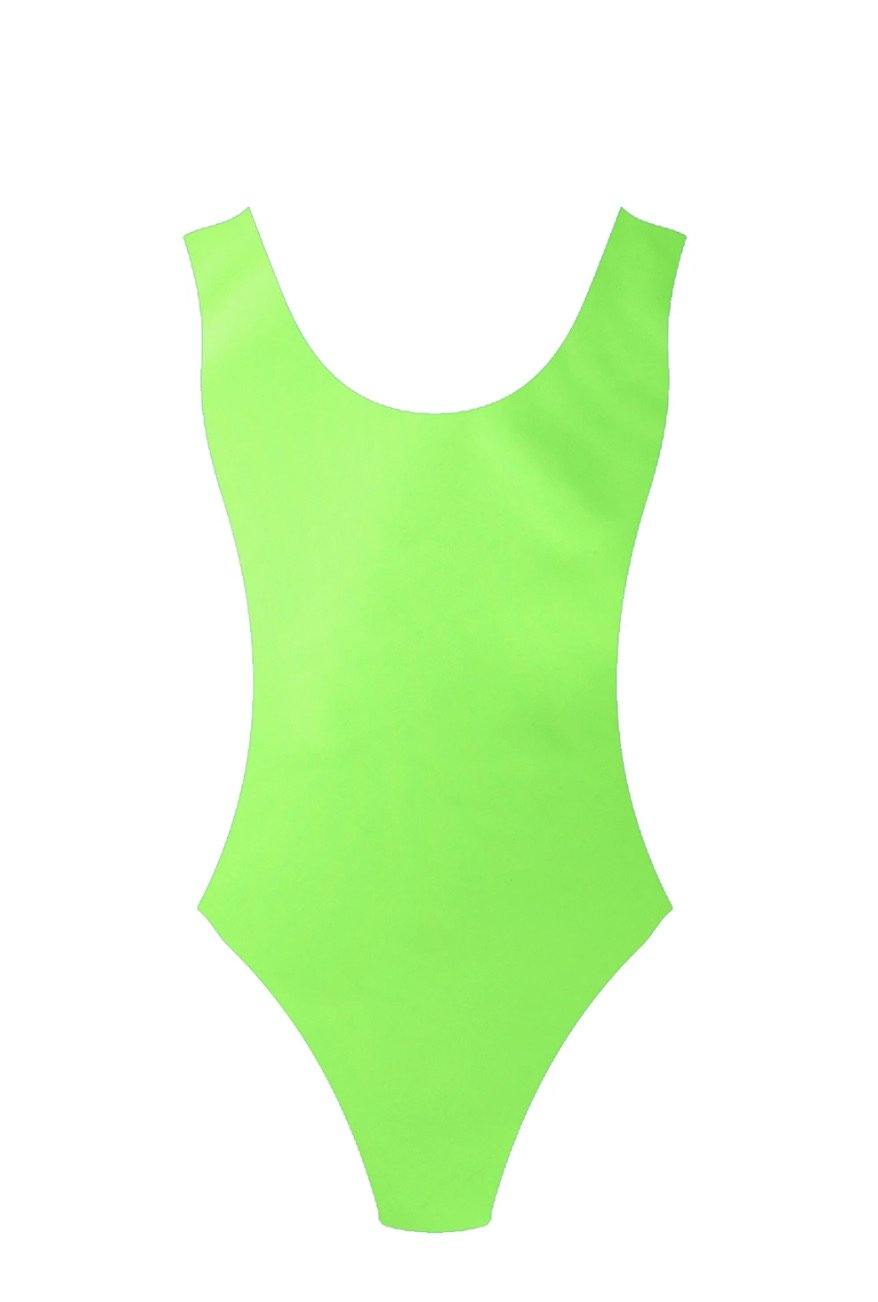 1980s neon green leotard costume