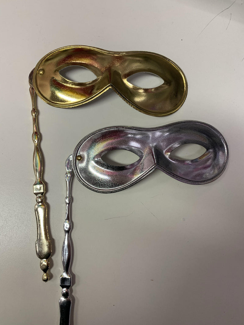 Mask on Stick - Gold or Silver  Dancewear Australia