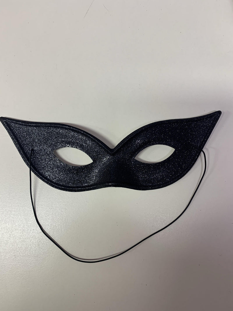 Mask - Black Glitter Bat/Cat