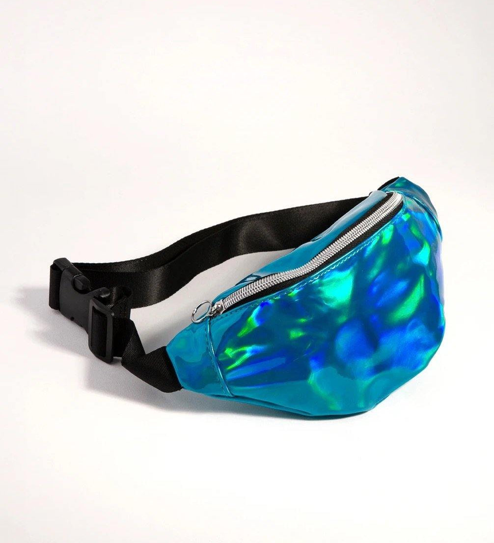 1980s iridescent bum bag neon 
