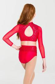 Long Sleeve Sequin Crop Top Studio 7 Dancewear Australia Nunawading