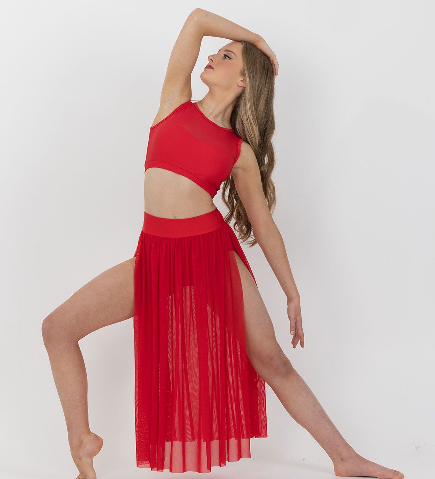 mesh lyrical skirt dance costume