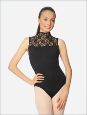 black lace ballet leotard