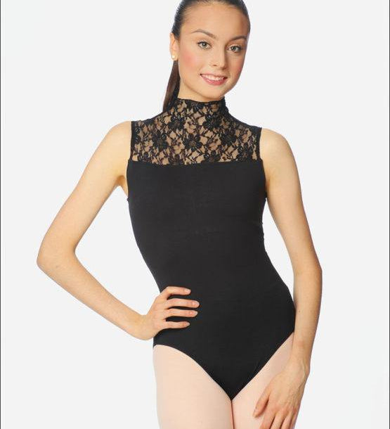 black lace ballet leotard