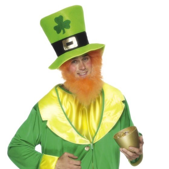 Our Irish Hat with Beard is a fun look for your next St. Patrick's Day celebration. Made of soft felt and designed to fit most adults, this hat features a green top accented with a hidden orange beard that is pulled through a hole in the top and secured with Velcro underneath. You'll be sure to be wearing one of the top hats in town when you put on our Irish Hat with Beard!