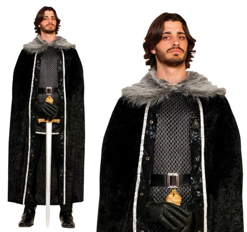 Medieval  Cape with Faux Fur Trim Black