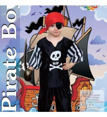 Pirate Boy 7-9  Dancewear Australia, fancy dress costume, pirate costume, pirate eye patch, childrens fancy dress, book week costume