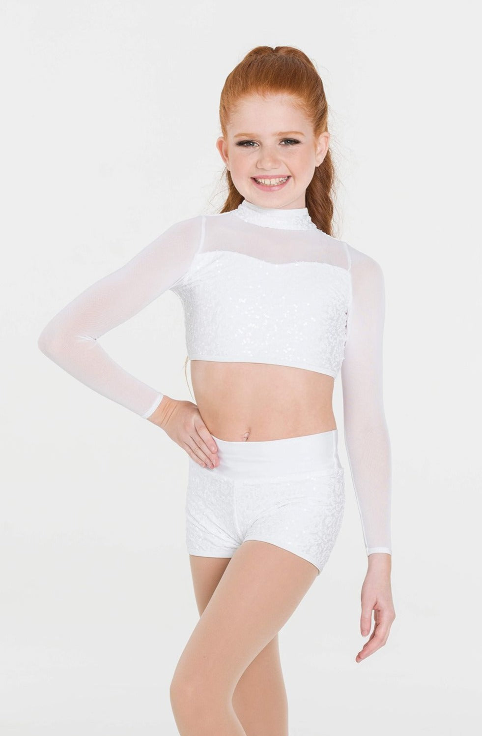 Long Sleeve Sequin Crop Top Studio 7 Dancewear Australia Nunawading