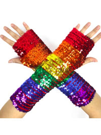 Rainbow Sequin Fingerless Gloves  Dancewear Australia