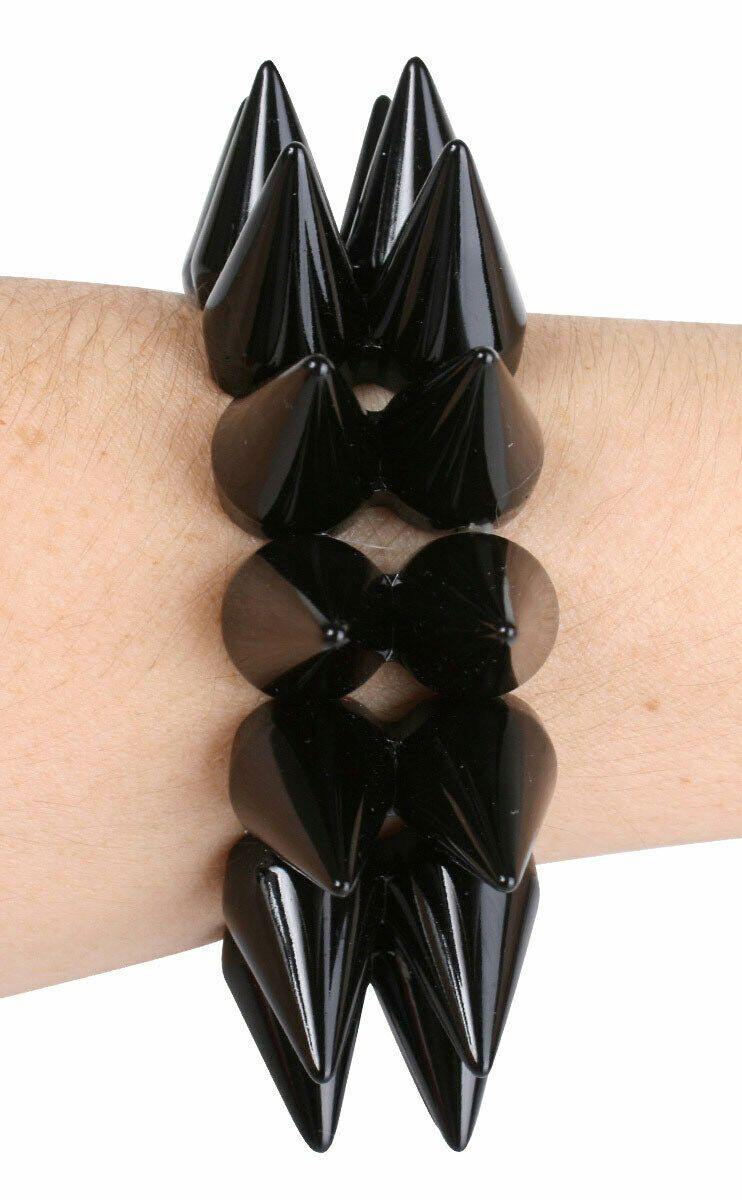 Spiked Black 80s Bracelet. Back spiked bracelet with 2 rows of spikes - each spike is 2cm tall.