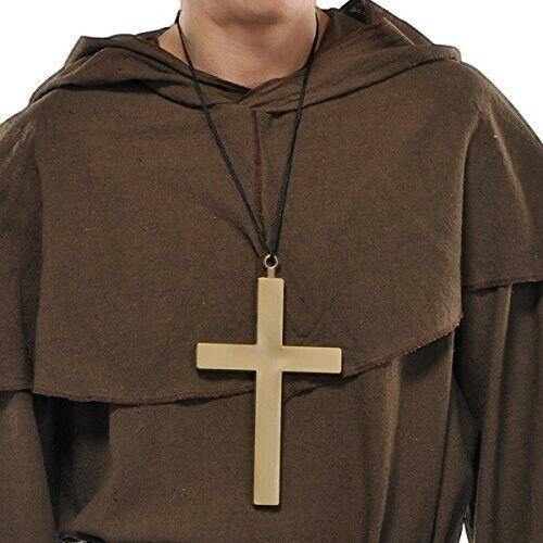 gold cross on black string costume party accessory monk