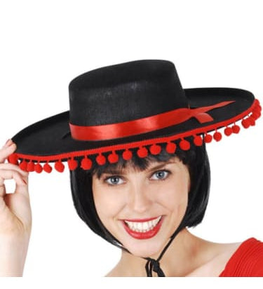Spanish Hat with red poms  Dancewear Australia