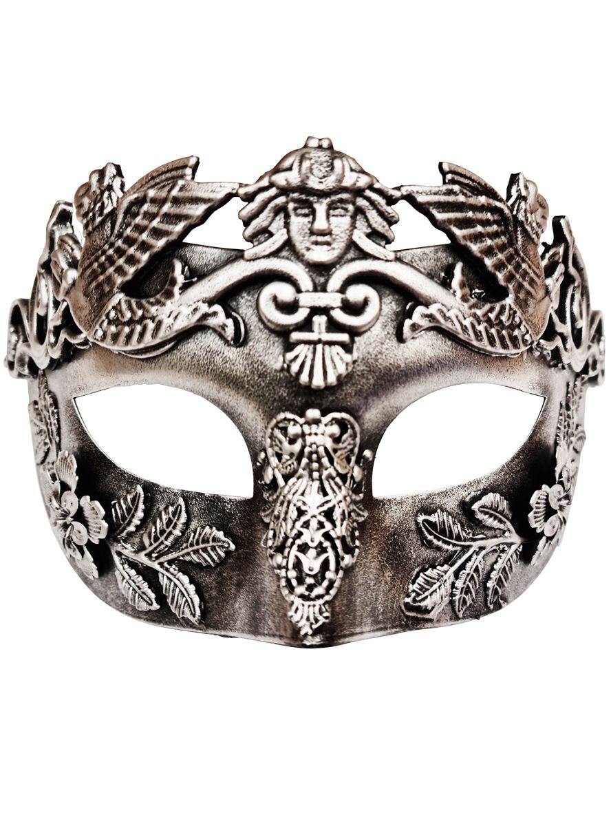 ‌Adult's Decorative Cicero Silver Ancient Roman Masqurade Mask