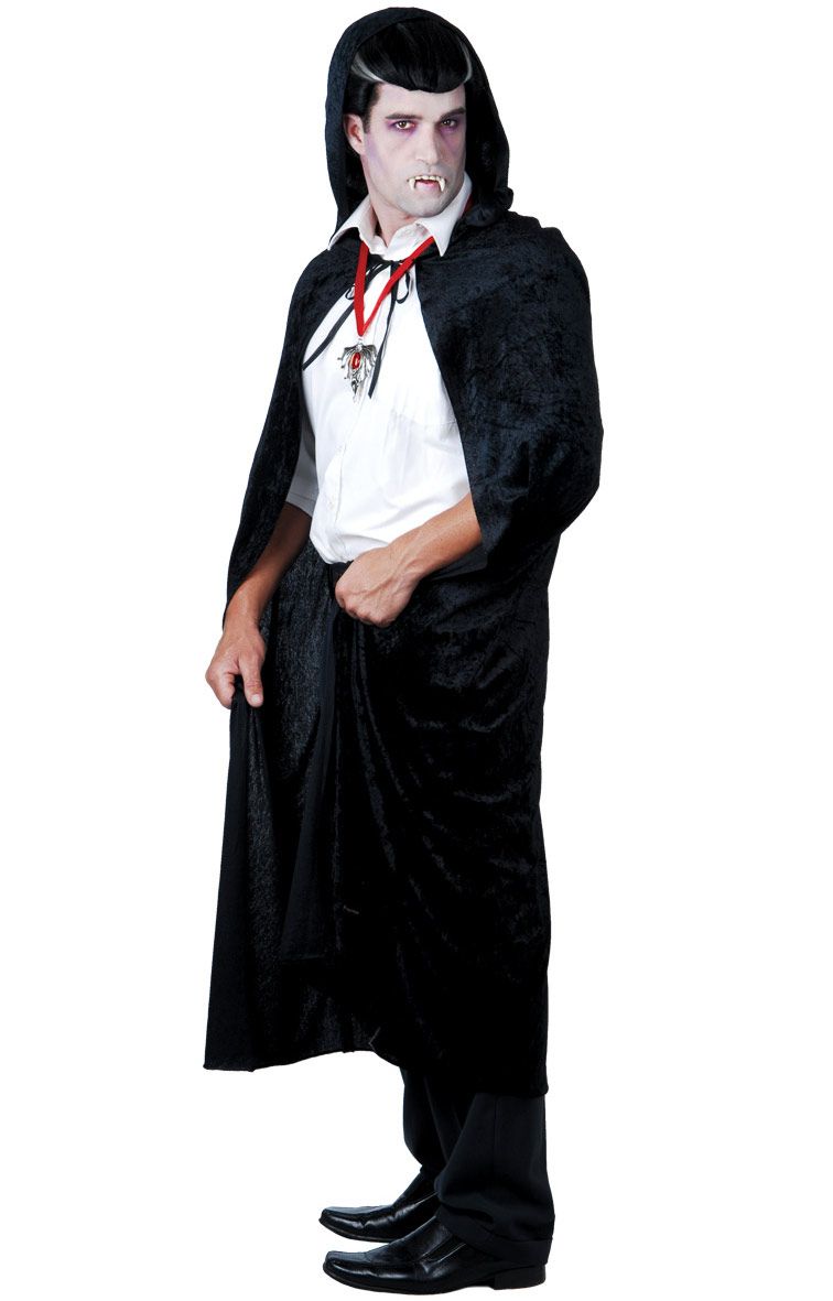 Velvet Black Cape with Hood, halloween costume shop melbourne australia, dracula vampire