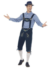 Traditional Deluxe Rutger Bavarian Costume, Blue, with Lederhosen & Shirt. Perfect for Oktoberfest or Beer Festivals. 