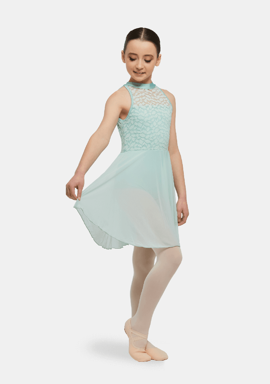 mint green lyrical dress Mint green lycra mesh and sequin lyrical dress with diamant age 12-13