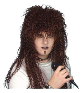 Wig - Rock God Dark Brown  perm crimped 1980s 1970s wig