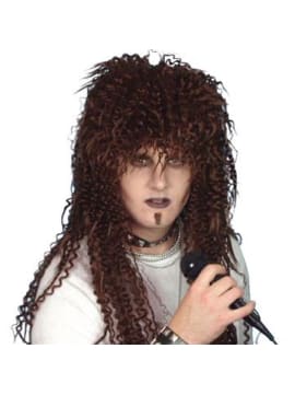 Wig - Rock God Dark Brown  perm crimped 1980s 1970s wig