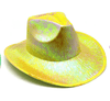 gold yellow hollographic cow boy hat for space costume party